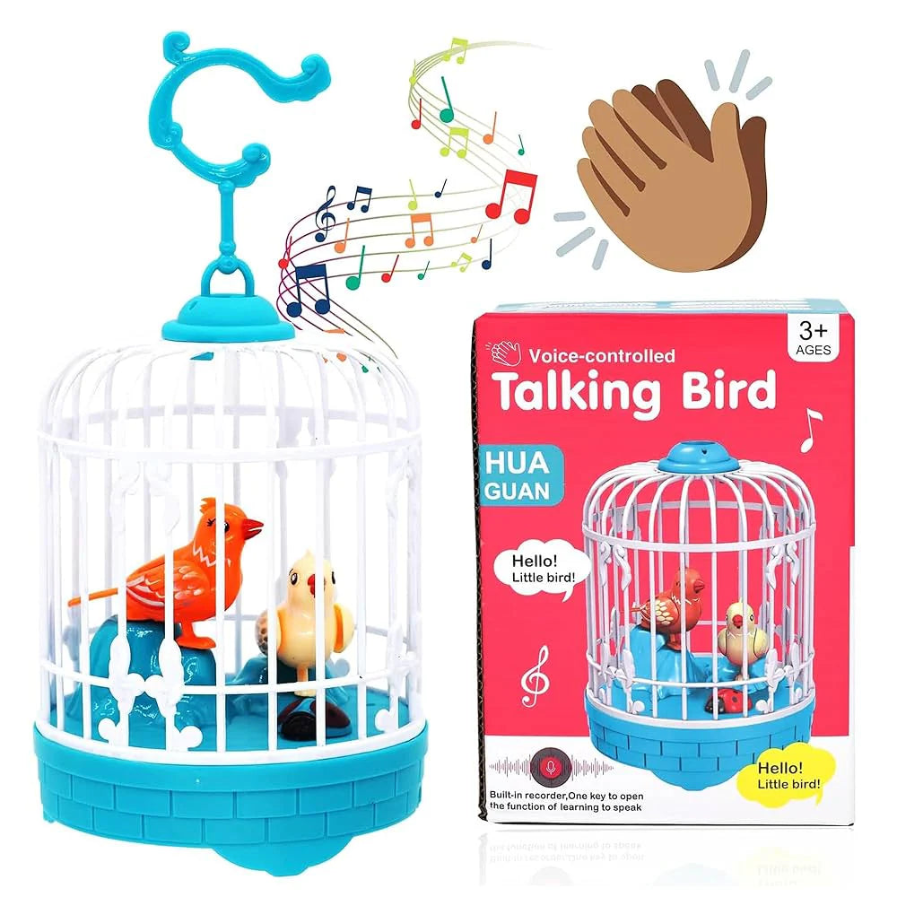 TALKBACK MUSICAL LIGHT BIRD CAGE WITH 2 BIRDS BEAUTIFUL TOY