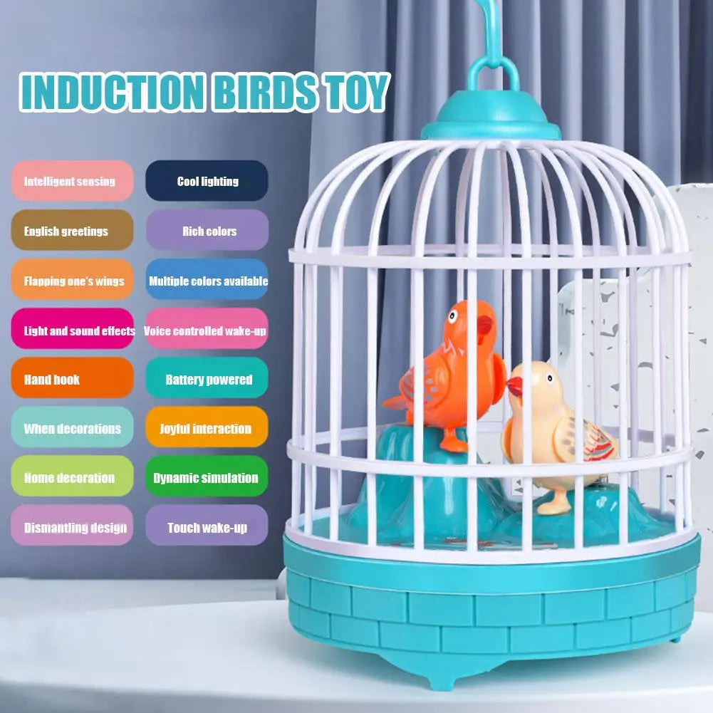 TALKBACK MUSICAL LIGHT BIRD CAGE WITH 2 BIRDS BEAUTIFUL TOY