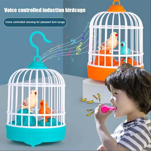 TALKBACK MUSICAL LIGHT BIRD CAGE WITH 2 BIRDS BEAUTIFUL TOY