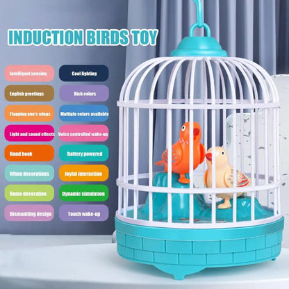 TALKBACK MUSICAL LIGHT BIRD CAGE WITH 2 BIRDS BEAUTIFUL TOY