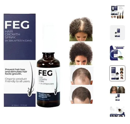 🌿 FEG Plus Hair Growth Spray 💧 | 🌟 Anti-Hair Loss Treatment for Men & Women 🧑‍🦱👩‍🦰 | ⚡ Boosts Regrowth & Thickens Hair 💪 | Minoxidil + Herbal Extracts 🌱 | 50ml Bottle